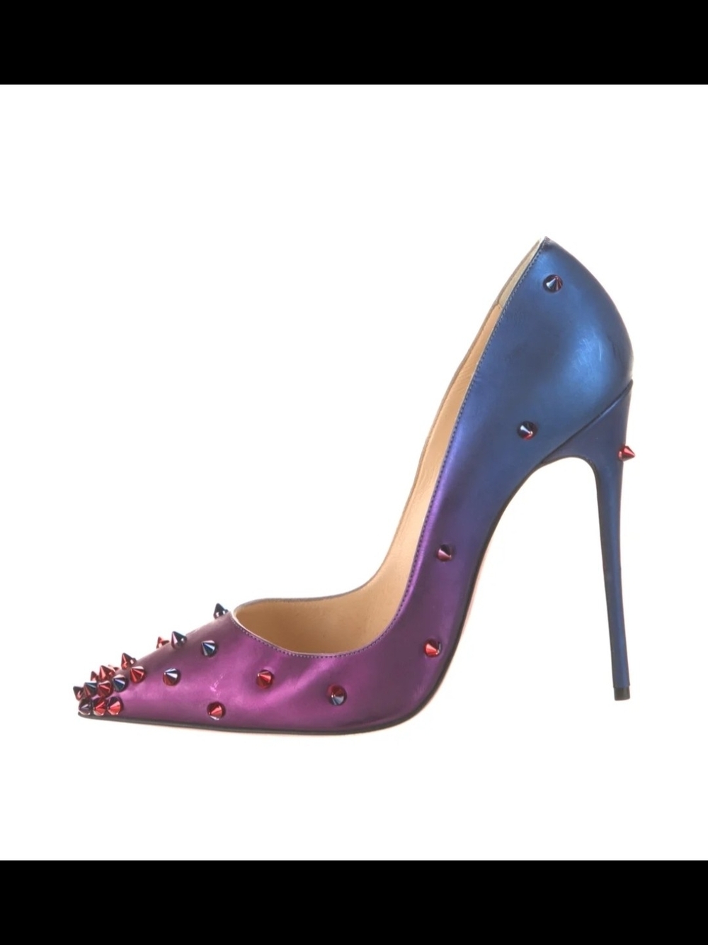❤️ RED BOTTOM ❤️Iridescent Purple-Blue Studded Stiletto Pump So Kate